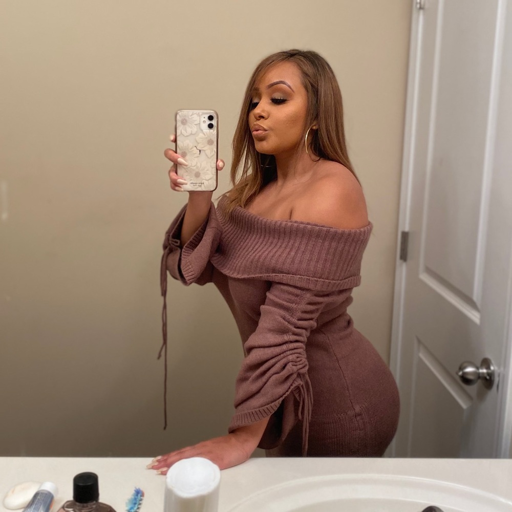 Off the shoulder sweater dress